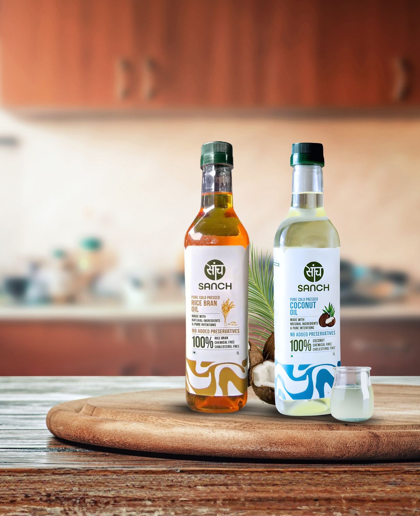 Cold Pressed Rice Bran Oil 1L + Coconut Oil 1L (PET)