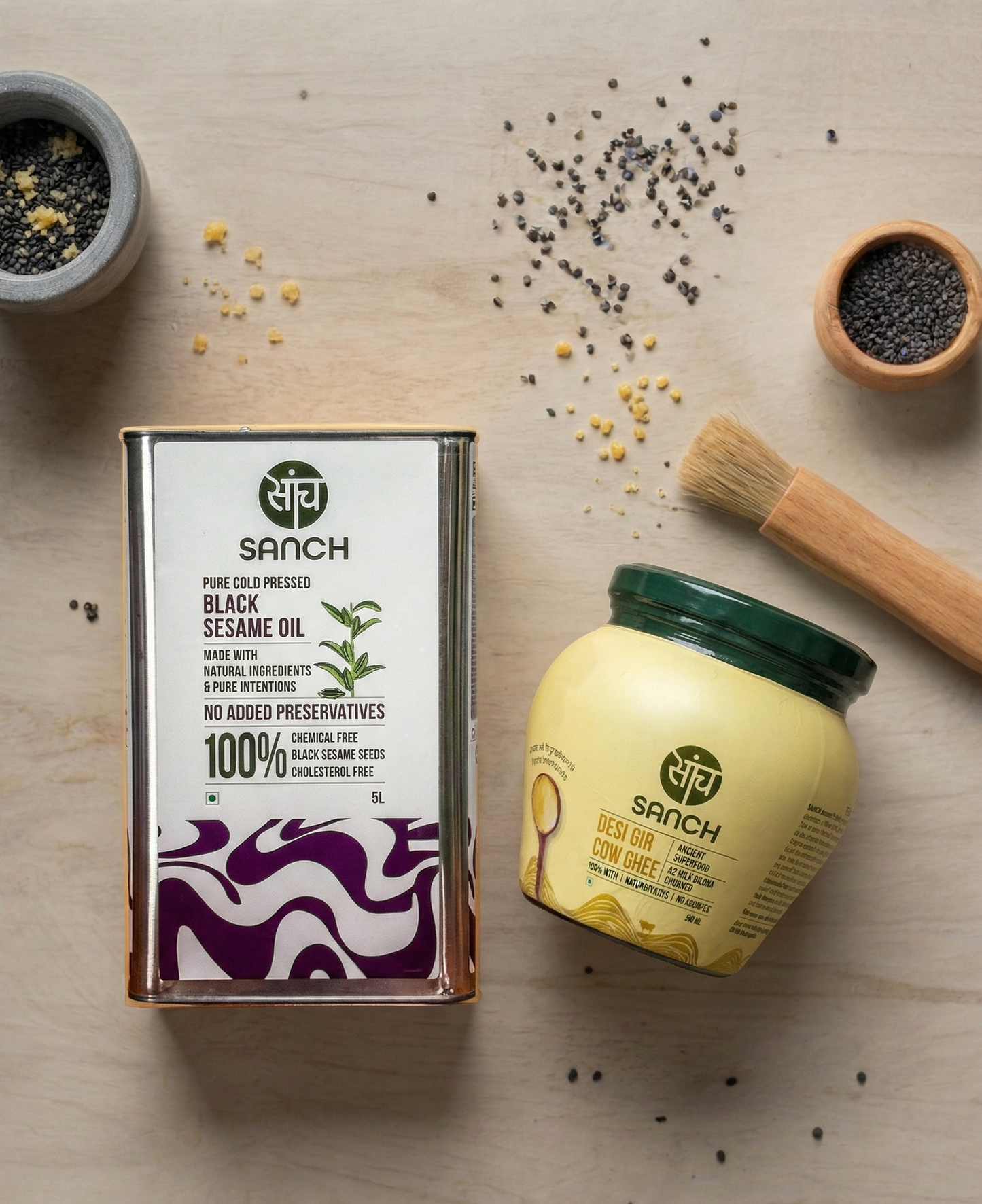 5L Cold Pressed Black Sesame Oil + A2 Gir Cow Ghee 500ml