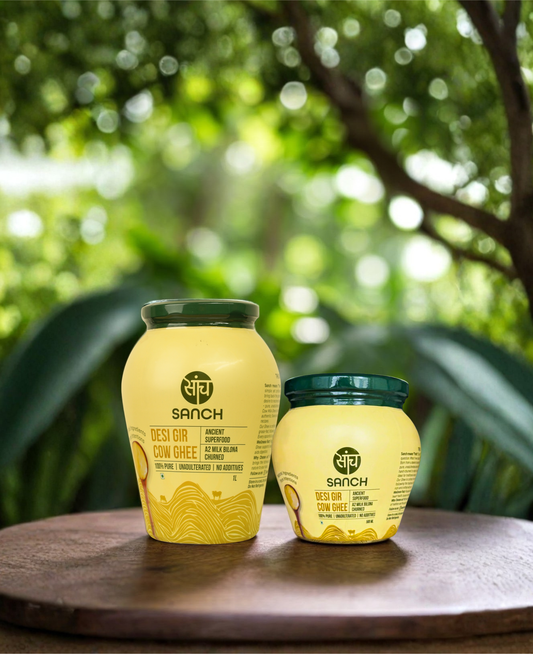 A2 Gir Cow Ghee Combo – 1L + 500ml | Traditional Bilona Method | Pure Desi A2 Ghee