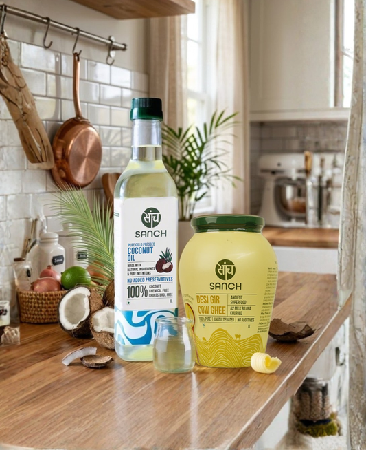 A2 Gir Cow Ghee 1L + Cold Pressed Coconut Oil 1L