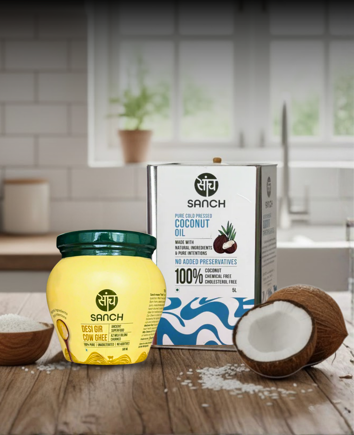 5L Cold Pressed Coconut Oil + A2 Gir Cow Ghee (500ml)