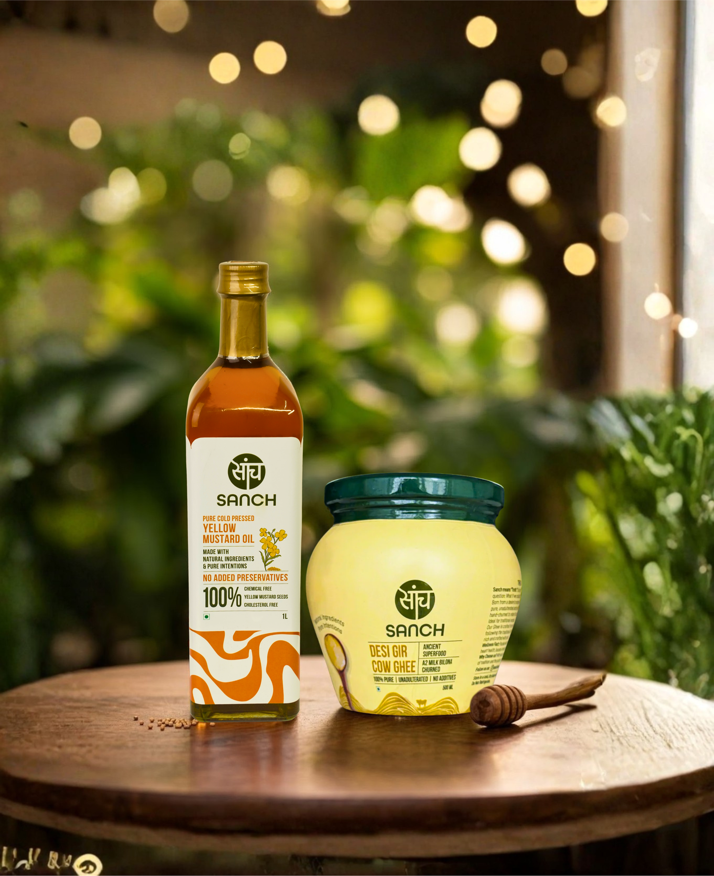 Cold Pressed Yellow Mustard Oil 1L (Glass Bottle) + A2 Gir Cow Ghee 500ml