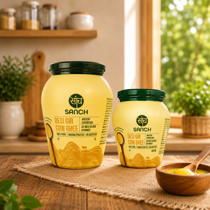 A2 Gir Cow Ghee Combo – 1L + 500ml | Traditional Bilona Method | Pure Desi A2 Ghee