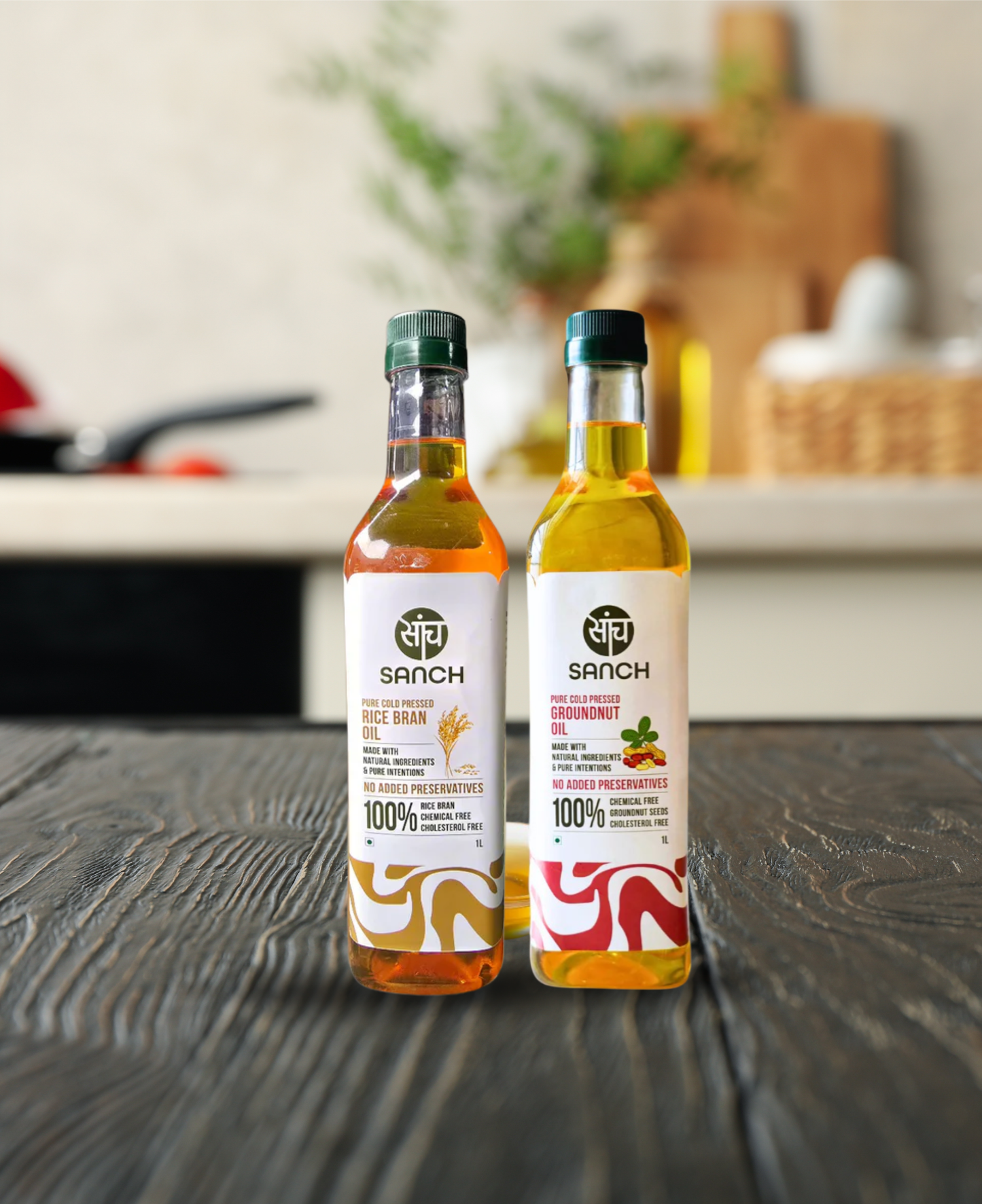Cold Pressed Rice Bran Oil 1L + Groundnut Oil 1L ( PET)