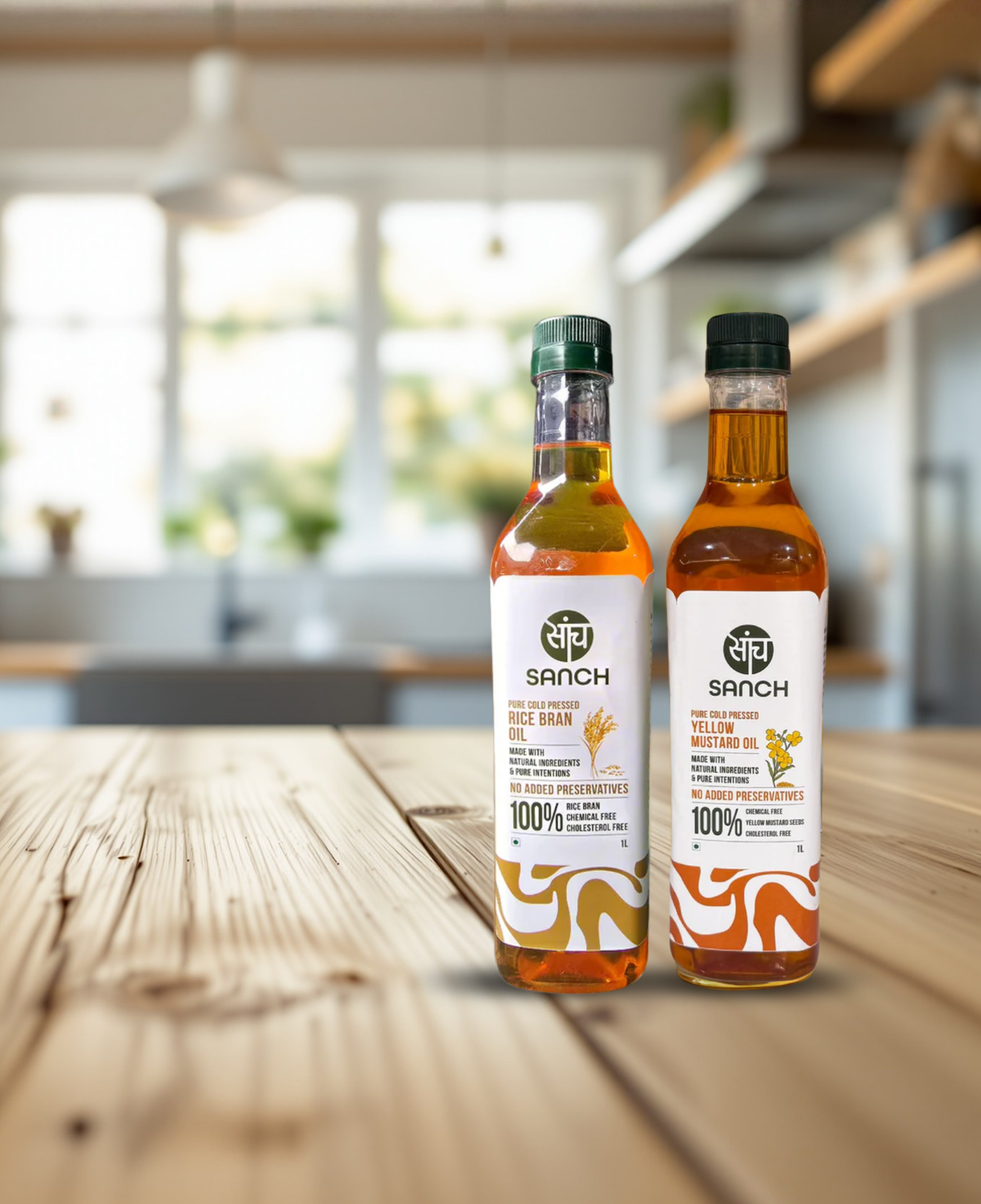 Cold Pressed Rice Bran Oil 1L + Yellow Mustard Oil 1L (PET)